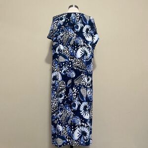 Chicos Travelers Dress Short Sleeve Blue Seashell Knit Dress Size 20/22 Chicos 4